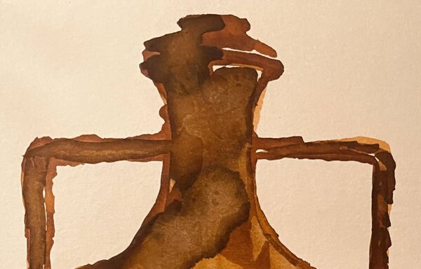 Tableau aquarelle et encre vase Wabi Sabi collection Marocco