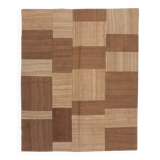 4x6 Checkered Pattern Camel Brown Vintage Kilim Rug, 140x172Cm