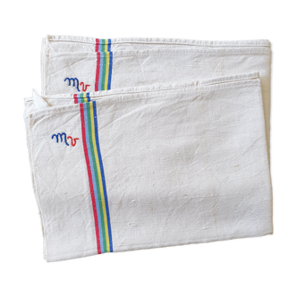 Duo of monogrammed Basque fabric towels