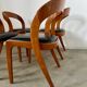 Lot 4 chairs in curved wood and leather design Baumann gondola model 60s vintage