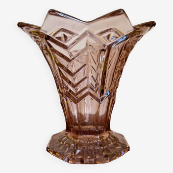 Vase verre moulé pressé étoile Art Déco