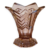 Art Deco star pressed molded glass vase