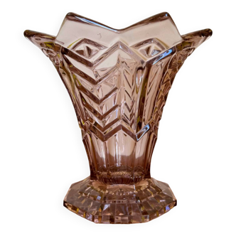 Art Deco star pressed molded glass vase