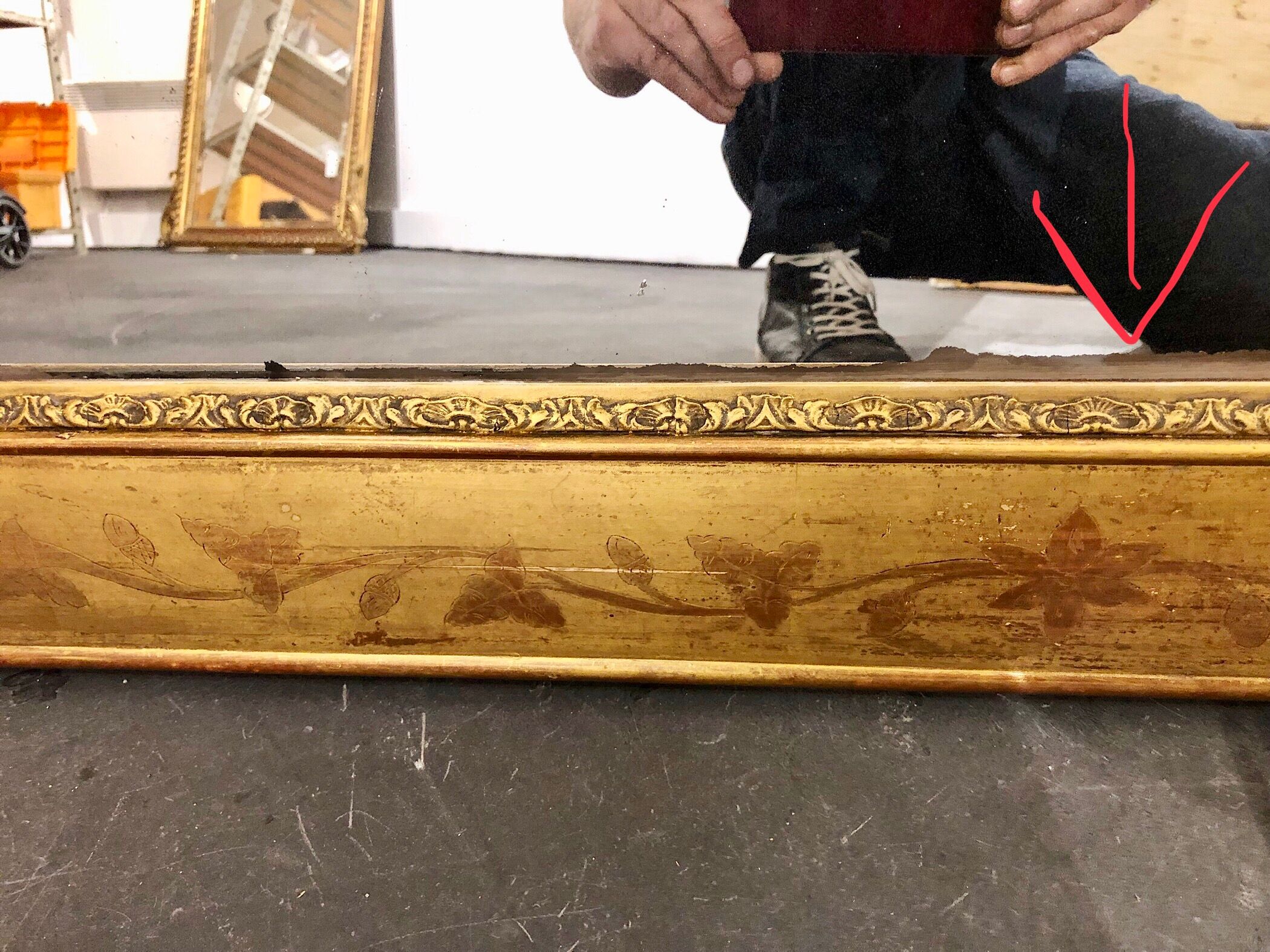 Miroir 142x102 Louis Philippe dorure feuille d'or