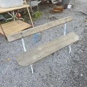 Old garden bench in cast iron and oak