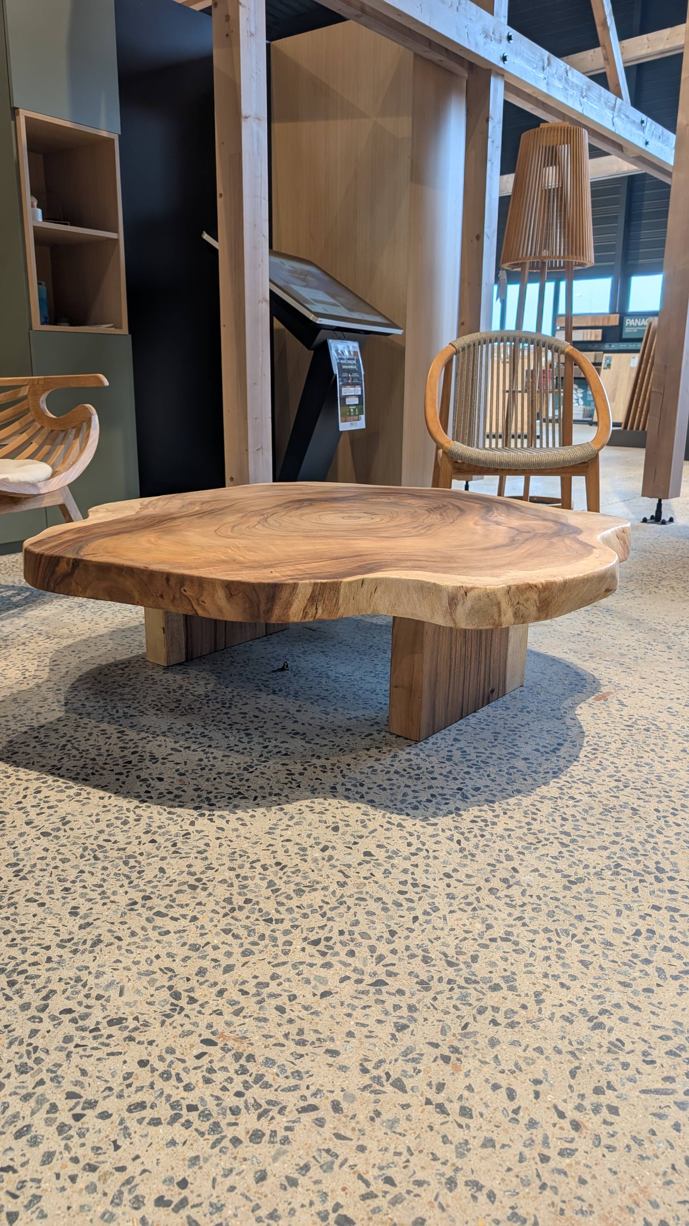 Solid wood slab coffee table (suar)