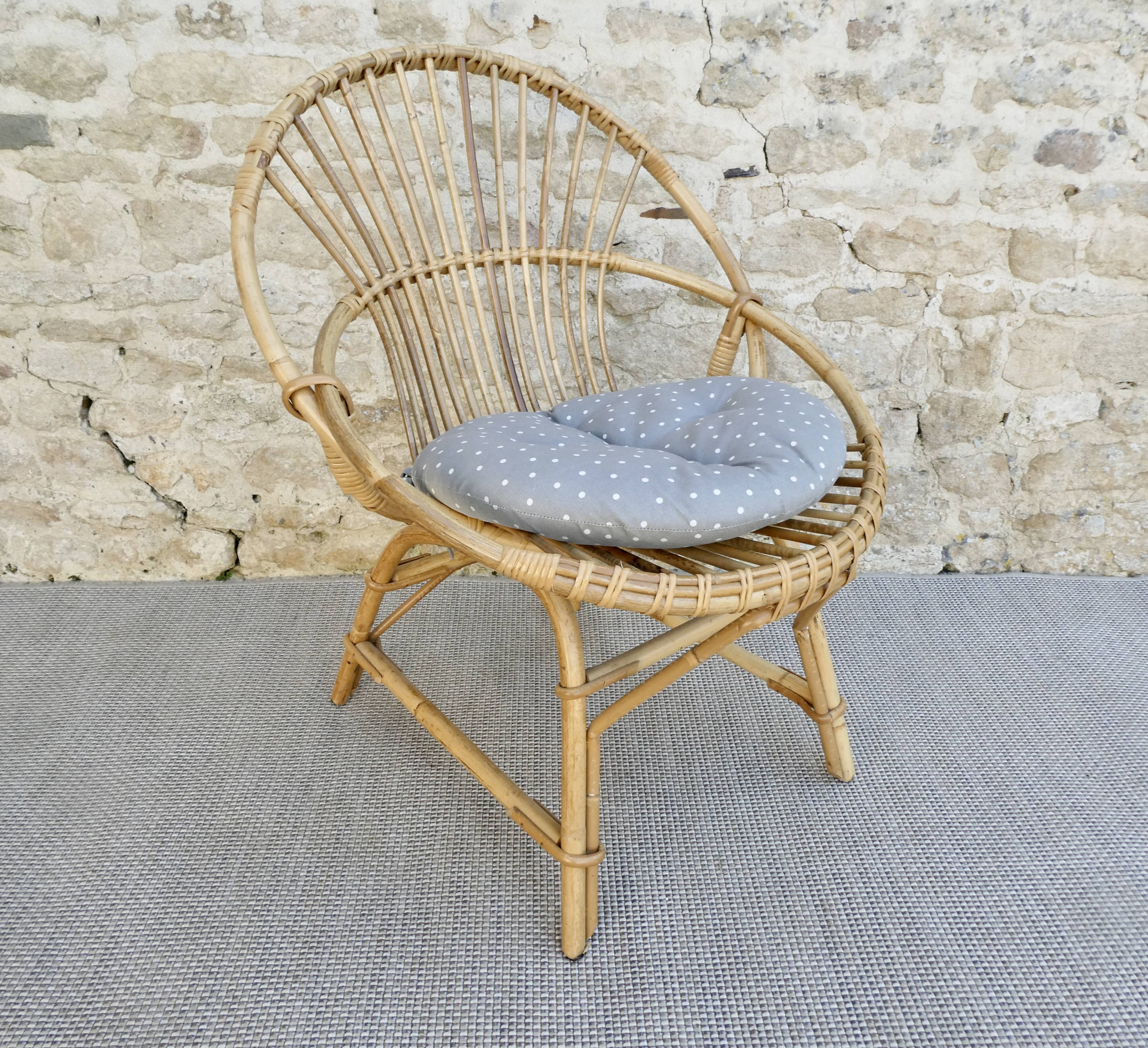 Rattan basket armchair from the 70s