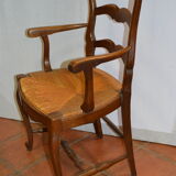 Straw armchair style Louis XV oak