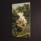 Tableau paysage de campagne huile sur toile du 19ème siècle