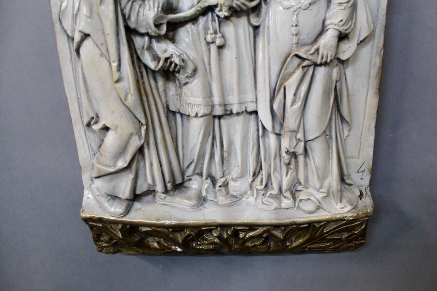 Bas relief religious scene in terracotta