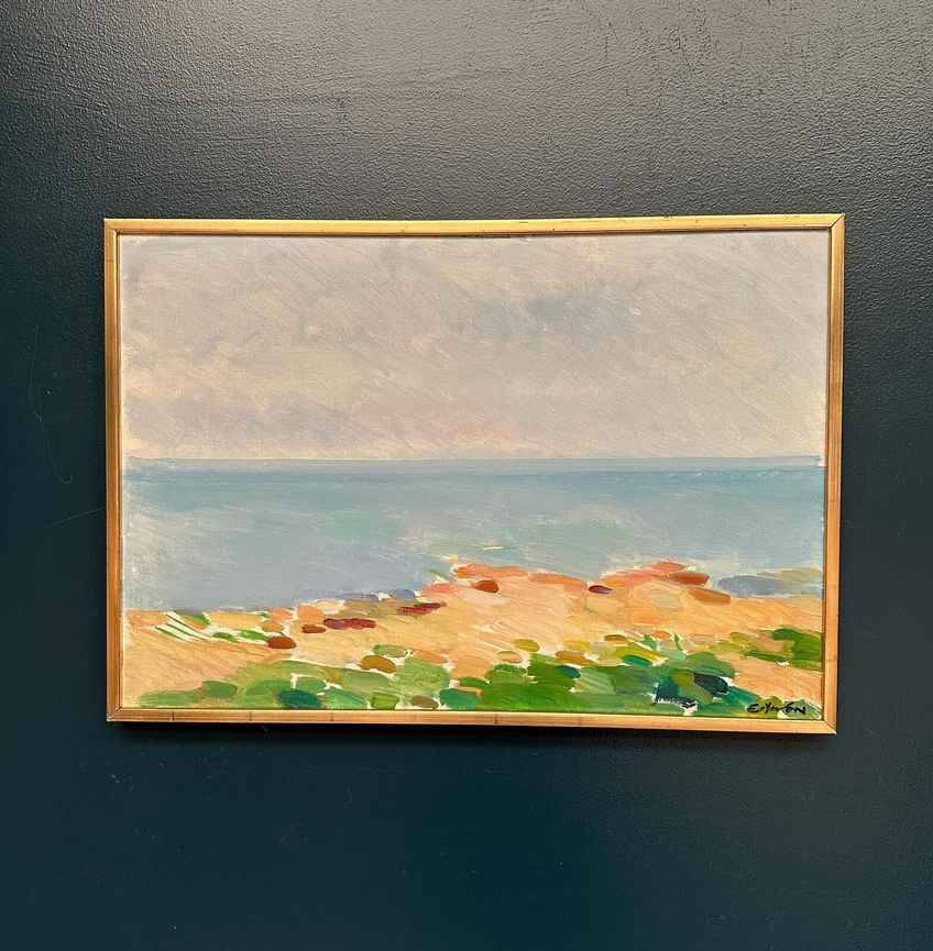 Original Swedish Oil On Panel – “Coast” By Eric Elfvén (1921–2008)