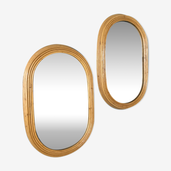 Pair of bamboo mirrors 34x56cm