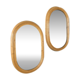 Pair of bamboo mirrors 34x56cm