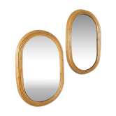Pair of bamboo mirrors 34x56cm