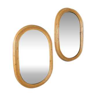 Pair of bamboo mirrors 34x56cm
