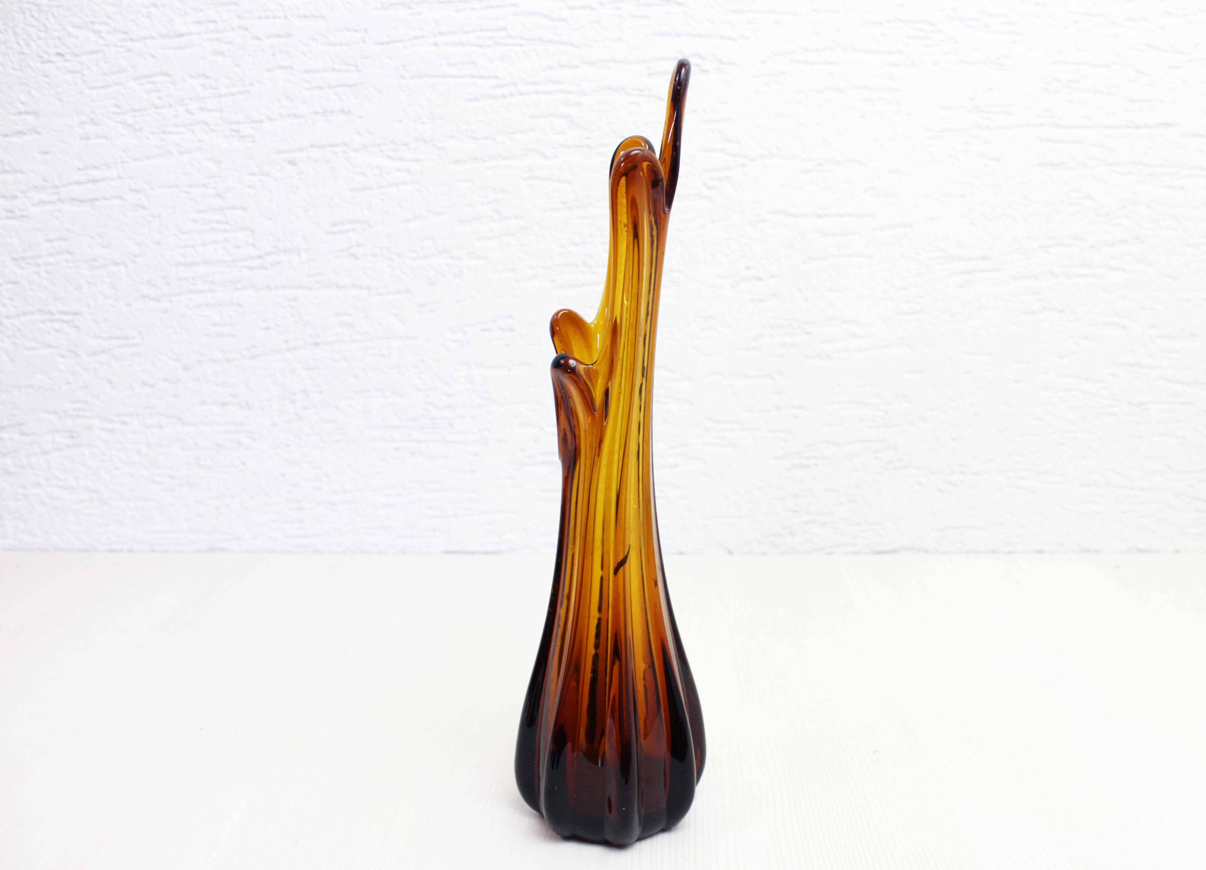 Vintage amber glass vase 1970