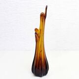 Vintage amber glass vase 1970