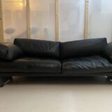 vintage Scandinavian lacquered shell leather lounge