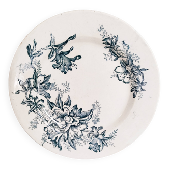 Assiette plate en faïence de Lyon  , modèle Floréal