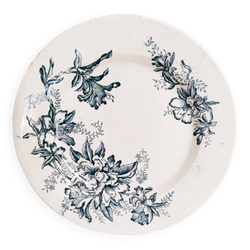 Assiette plate en faïence de Lyon  , modèle Floréal