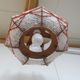 Scandinavian hanging lamp, wood and stretched wire, 1960s