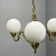 1930s Czech Neo-Baroque Brass Chandelier with Opaline Glass Globes
