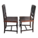 Pair of antique wooden and brown leather dining chairs, brass studs.