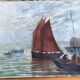 Marine table boat sea oil on canvas