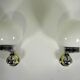 Pair of "GLOBE" APPLIQUES in OPALINE and CHROME and GOLD metal - 70s-80s