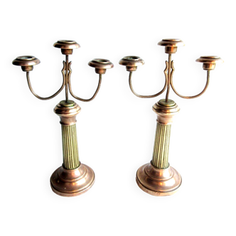 2 candlesticks with 3 candles, Art Deco