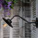Black gooseneck courtyard wall lamp