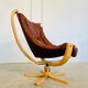 Vintage retro Danish mid-century Skippers cognac leather lounge chair