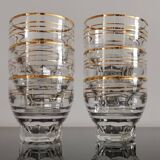 6 gobelets en verre transparent liseré doré