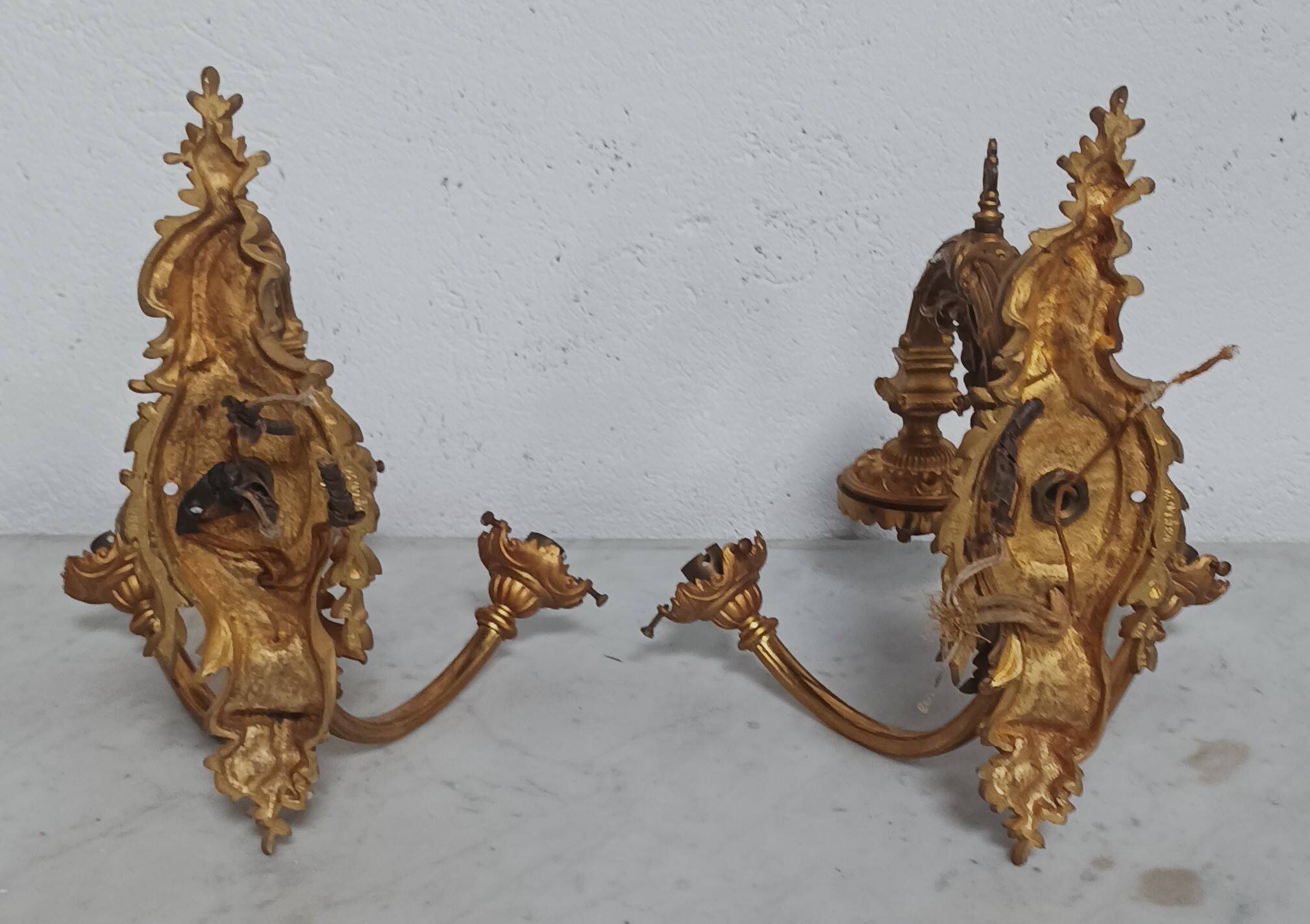 Pair of large Napoleon III bronze wall lights