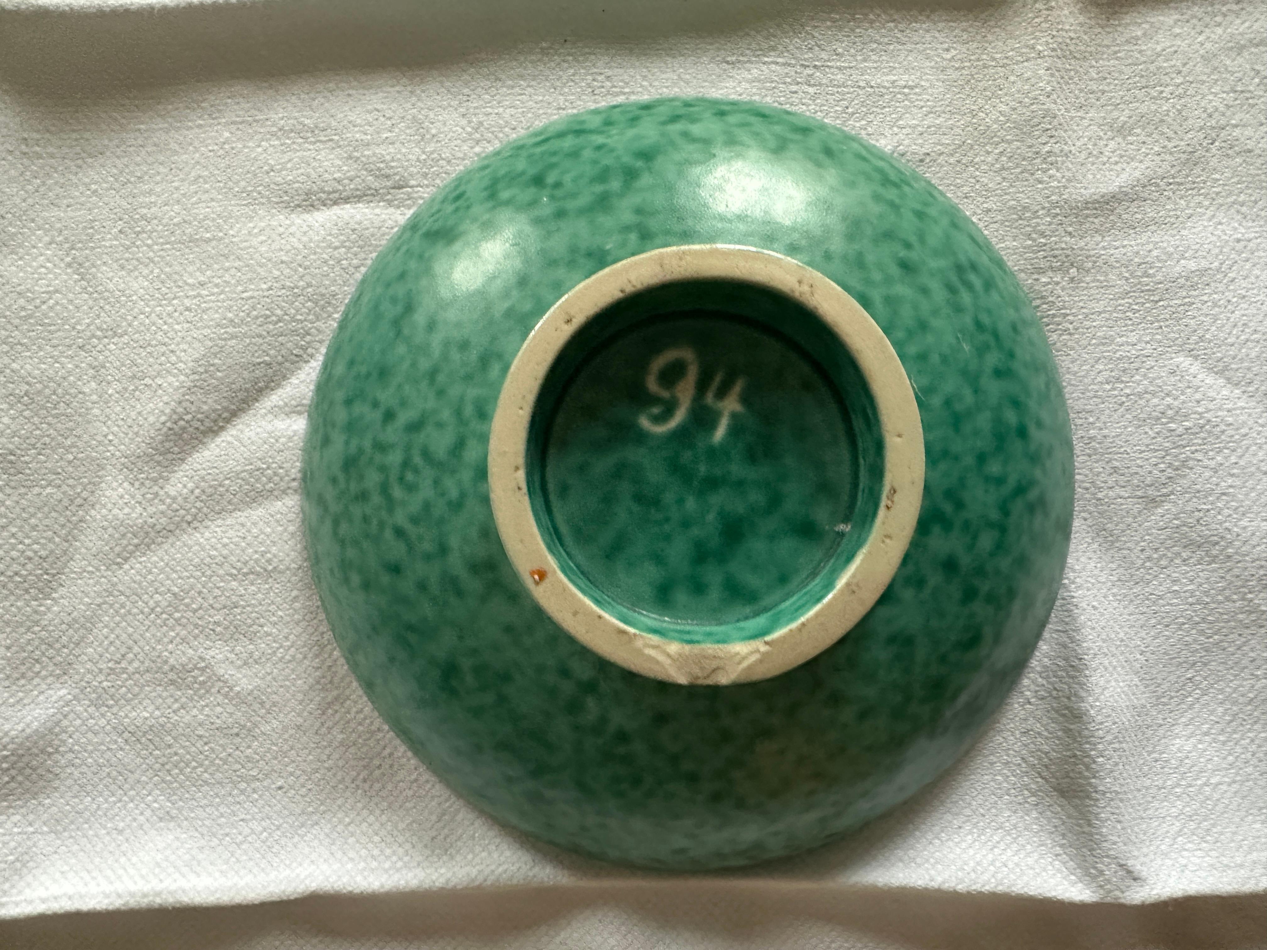 Bowl Wilhelm Kate in ceramic and silver Argenta Gustavsberg Sweden 1950
