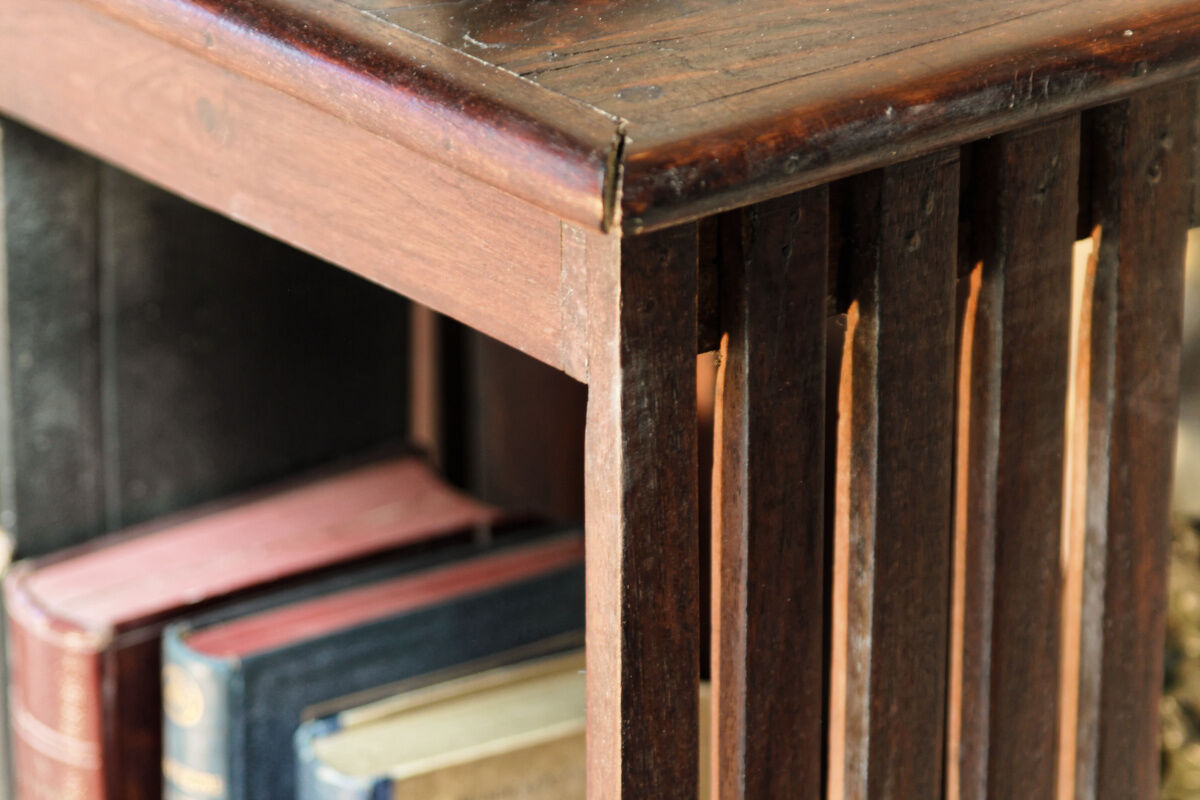 English mahogany revolving library