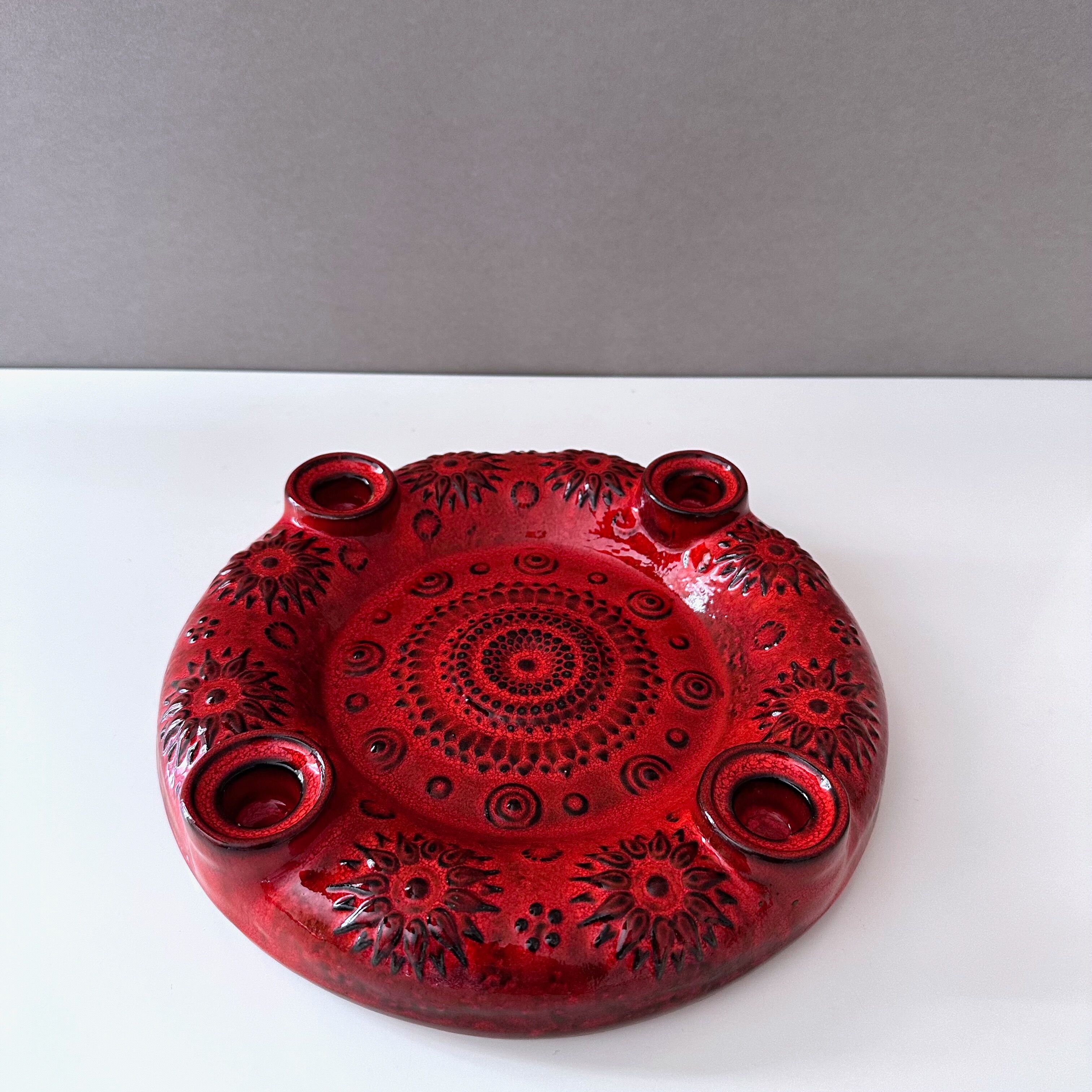 Vintage ceramic advent wreath, candle holder, 70's christmas
