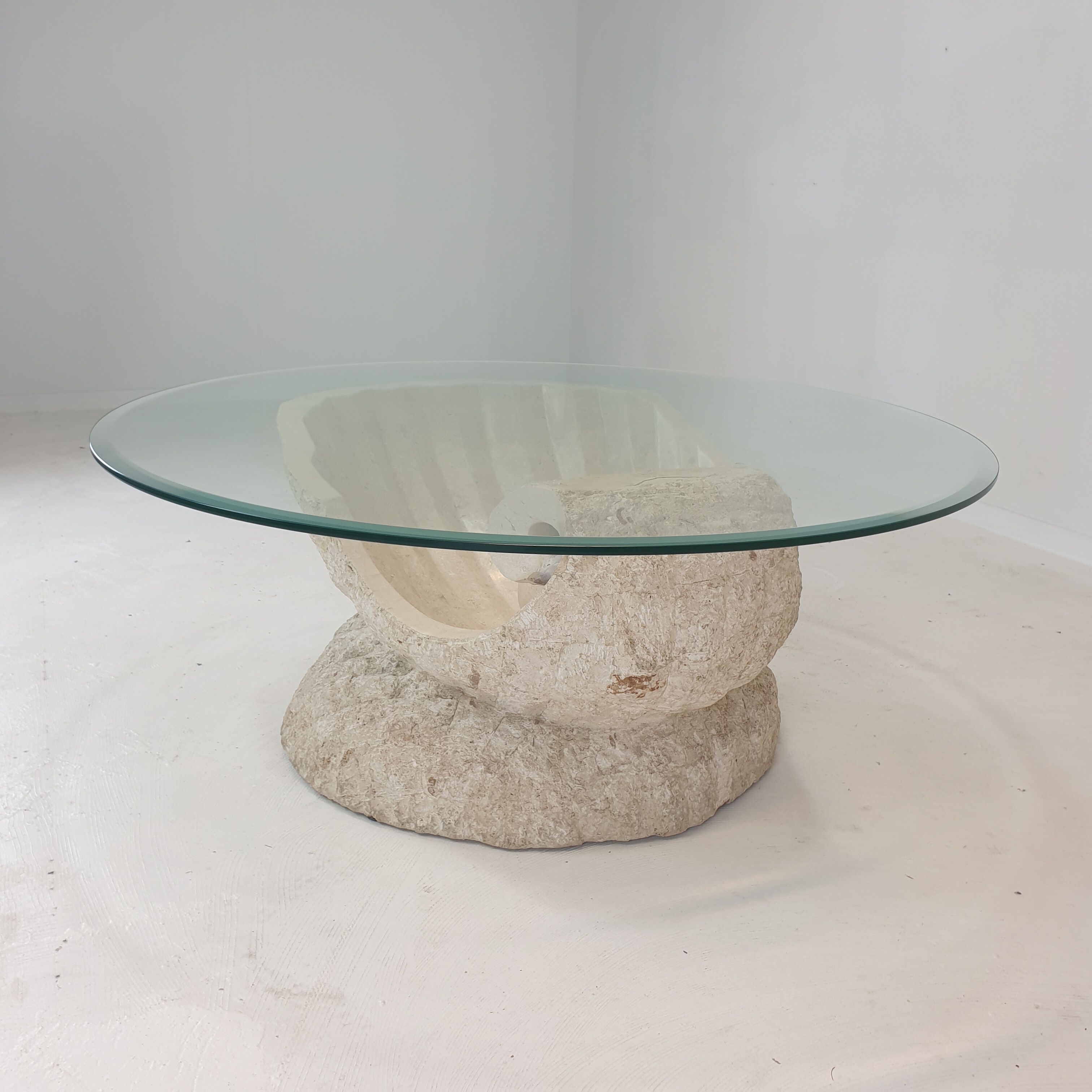 Magnussen ponte mactan stone shell coffee table, 1980s