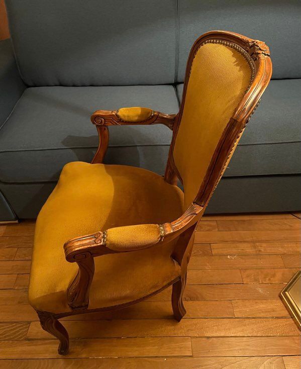 Fauteuil bois et velours