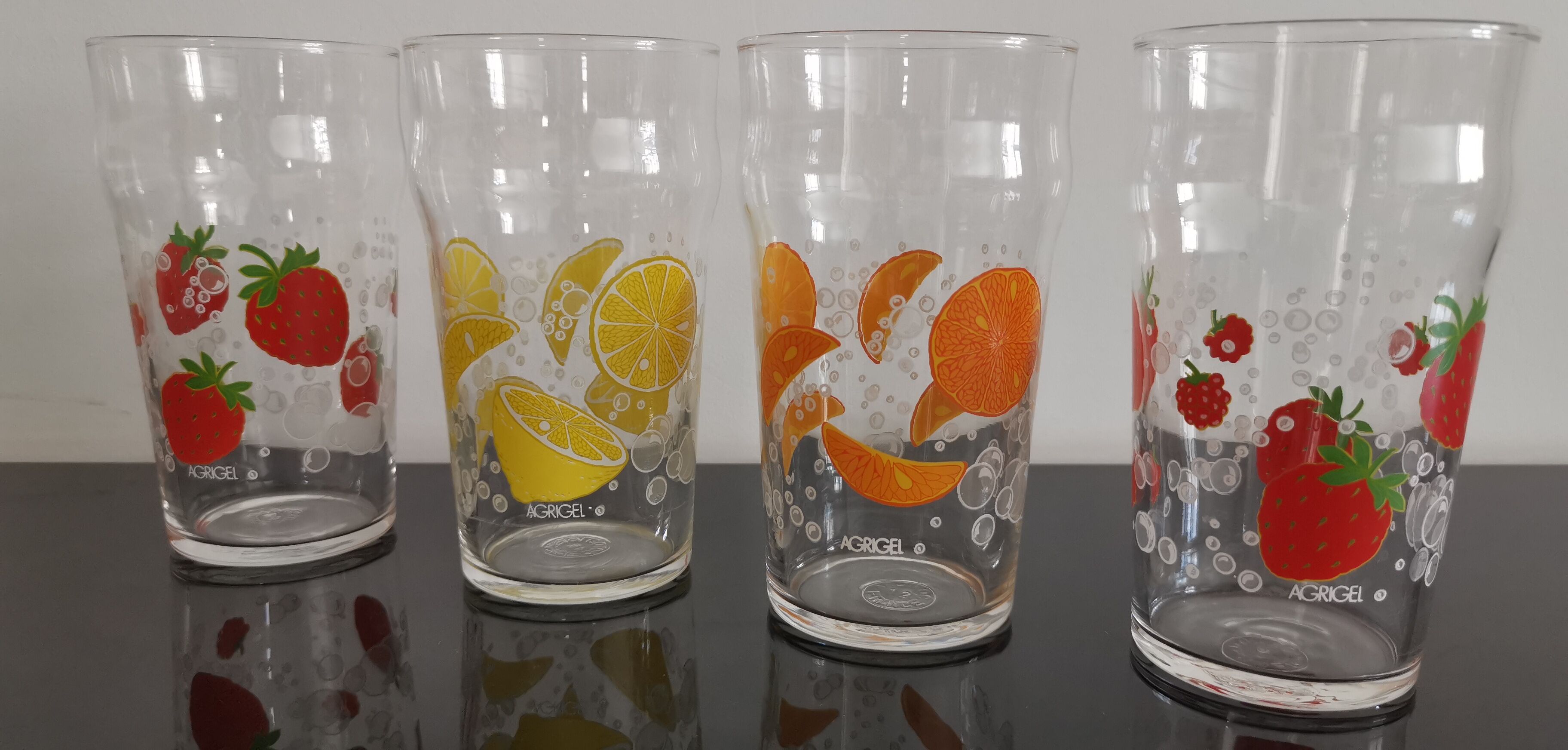 4 large orangeade glasses Agrigel Arcoroc