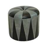 Round Vintage Pouf Gray Black Two-tone Skai Sixties