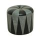 Round Vintage Pouf Gray Black Two-tone Skai Sixties