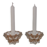 2 vintage crystal candle holders from Reims, France