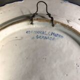 Antique glazed ceramic wall plate with battle scene decoration 41.5 cm