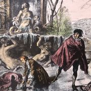 Set 4 lithograph les saisons after nicolas lancret, engraver chapollion and de mare, 20th century print