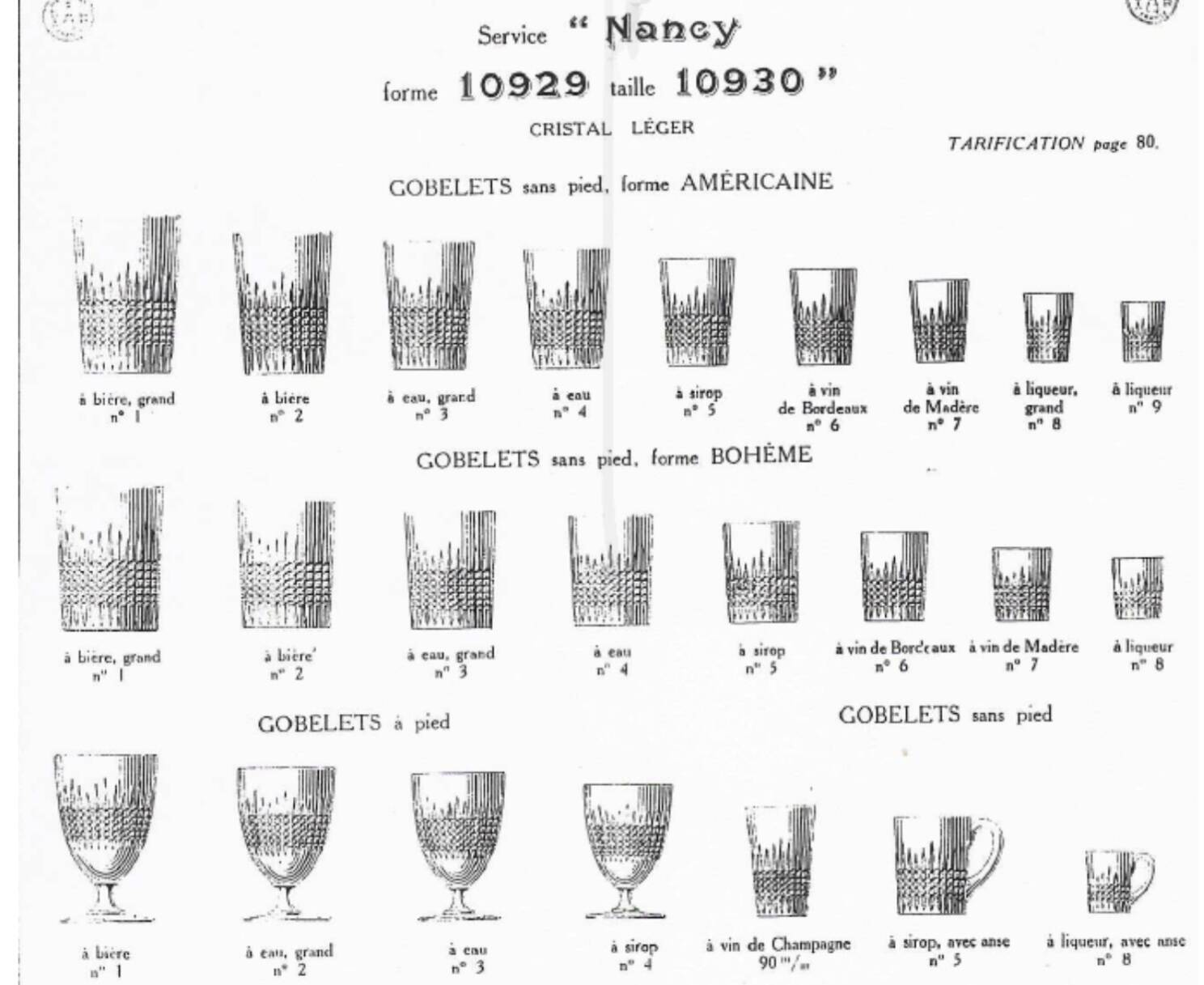 Trio of baccarat tumbler glasses Nancy model