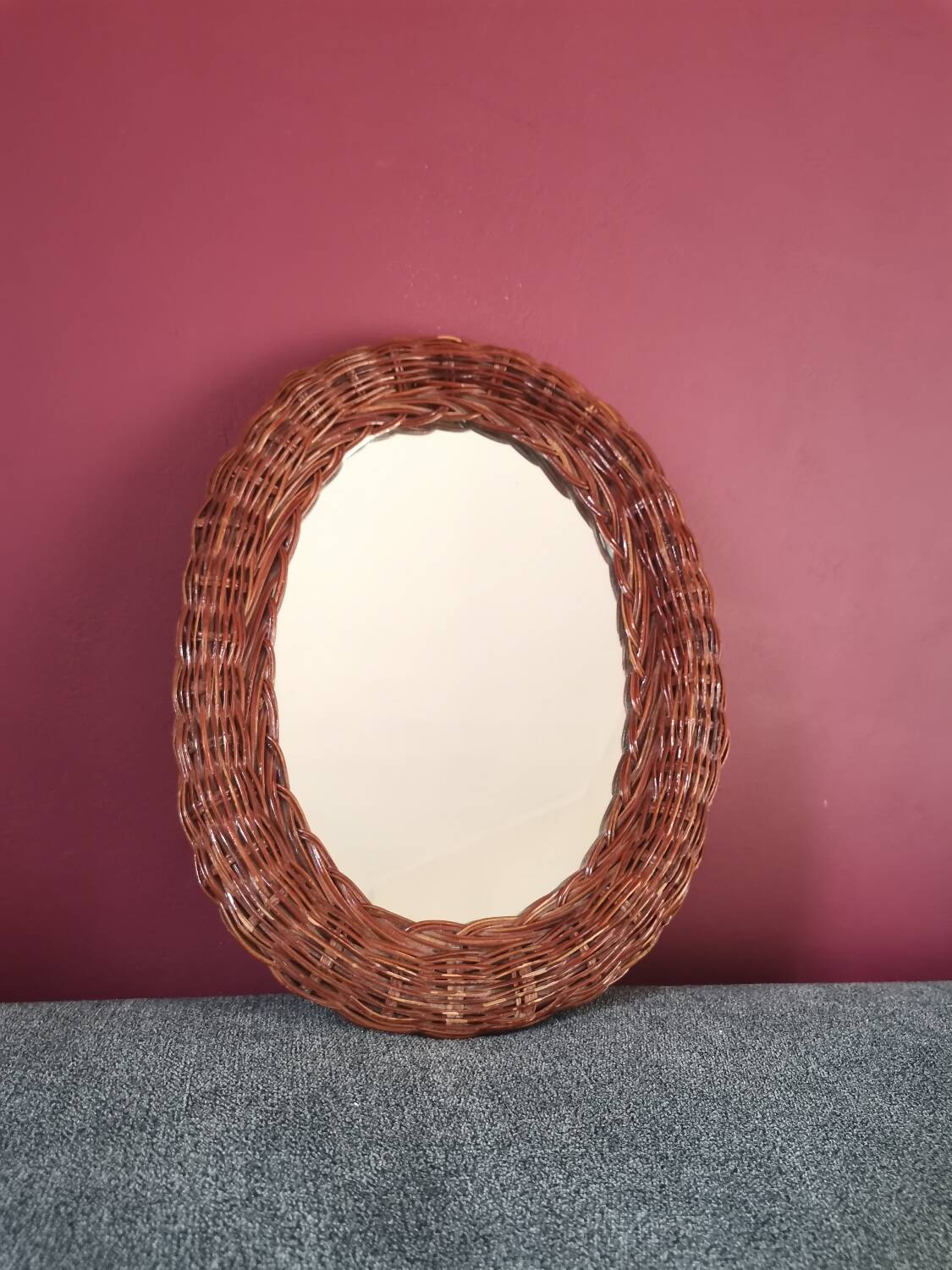 Mini wicker mirror