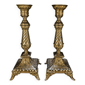 Pair of Candle Holders in Neo-Renaissance / Louis XIII Style