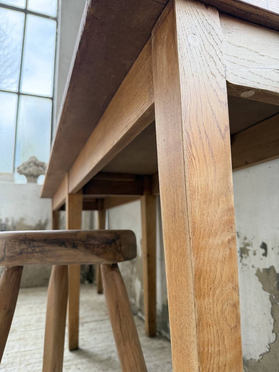 Oak and pine farmhouse console table