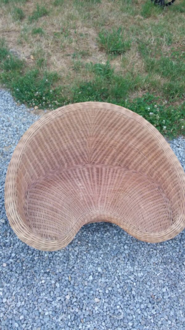 Fauteuil rotin et table basse rotin design des années 70